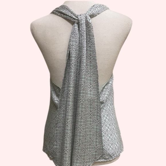 Winter & Miggs Silk Halter Blouse with Bow Back – Geometric Print, Open Back - Picture 4 of 11